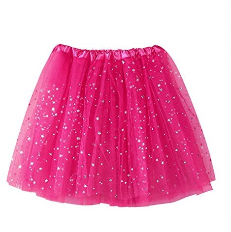 Xmiral Tutu Damen Rock Tüllrock Kurz Ballet 3 Layers Tanzkleid Zubehör für Frauen Mädchen(Rosa Rot)