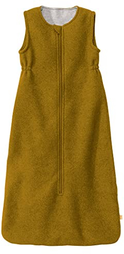Disana WALK-SCHLAFSACK Baby & Kleinkind - 100% Bio-Merino, TOG 1.7 – atmungsaktiv, kuschelig warm – unisex Gr. 60, 80, 100 cm - nachhaltig & fair - mit Zipper - made in Germany| Gold Gr. 1 (60 cm)