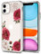 CYRILL Cecile kompatibel mit iPhone 11 Hülle, (2019) 6,1 Zoll Transparent Motiv Hart PC Back & Soft Silikon Bumper Handyhülle Durchsichtige Case - Rot Blumen