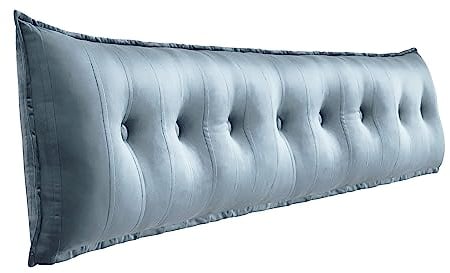 VERCART Couchkissen Groß Dekokissen Kopfteil Gepolstert Rückenlehne Rückenkissen, Langes Sofakissen XXL Lesekissen Lendenkissen Bett Wandkissen Stützkissen für Tagesbett Couch Grau 200cm
