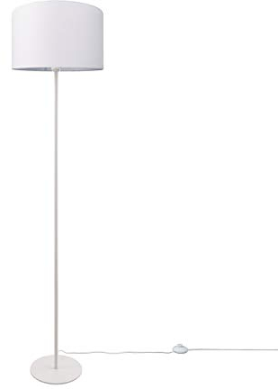 Paco Home Stehleuchte Wohnzimmer Schlafzimmer Stehlampe LED Einbein Stoffschirmlampe Lampenschirm Rund Modern E27 Einfarbig