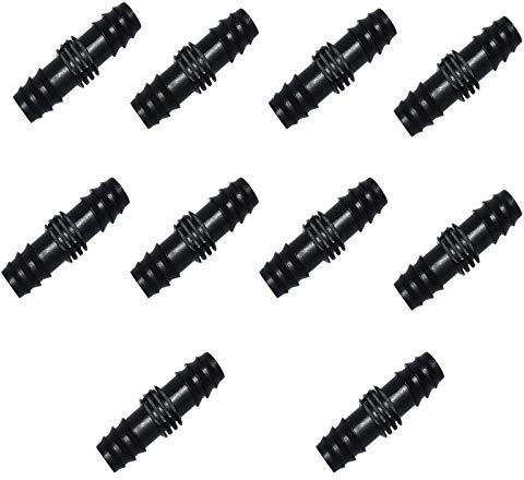 TopHomer 10 x 15mm 1/2 inch Plastic Barbed Straight Hose Connector Black Plastic Irrigation Hose Connector