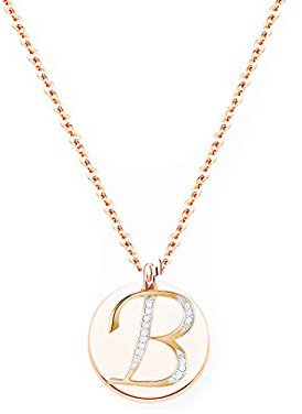 Baobei handmade Initial A-Z Letter Choker necklace 14k rose gold stainless steel personalised name round mirror charm pendant necklace for women Girls (B)