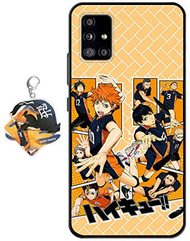 Staremeplz Hülle für Samsung Galaxy A51 Anime Handyhülle [Mit Schlüsselbund] Cartoons Volleyball Junior Silikon Sanft Bumper Case Hülle für Samsung Galaxy A51
