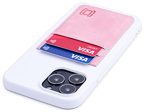 Dockem Wallet Case for iPhone 13 Pro Max with Liquid Silicone Shell, Built-in Metal Plate for Magnetic Mounting & 2 Credit Card Holder Pockets: EXEC M2T, Premium Synthetic Leather (6.7, pink/white)