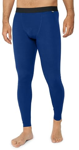 DANISH ENDURANCE Thermal Leggings Men with Optional Fly, Merino Wool Long Johns, Warm Base Layer Bottoms, Navy, L