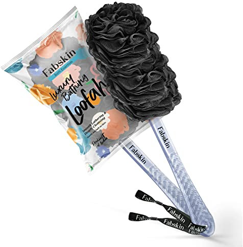Fabskin Bath Body Brush Loofah For Men & Women With Long Handle | Body Bath Brush | Back Scrubber For Bathing | Made In India (Black)