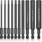 K Kwokker 10PCS 100MM Allen Wrench Drill Bits, 1.5mm-12mm Black Allen Key Bit Set, 1/4 Inch Hex Shank Hex Screwdriver Bit Set for Assembling Furniture
