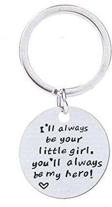 Ayoiow Schlüsselband für Jungs, Runde Gravur I'll Always be Your Little Gir Schlüsselanhänger Silber Schlüsselanhänger Edelstahl Auto