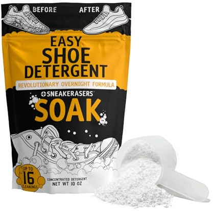 SneakERASERS Overnight Soak, Shoe and Sneaker Cleaner, No-Scrub Detergent for Sneakers athletic shoes, and more. No fuss!, White