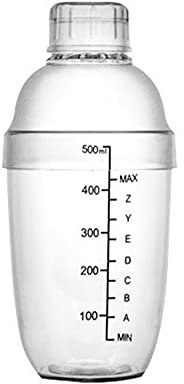 500ml Drink Shaker Large Cocktail Shaker and Strainer Milk Bottle Lids Plastic Tea Strainer Mixer with Clear Scale for Bar Gifts