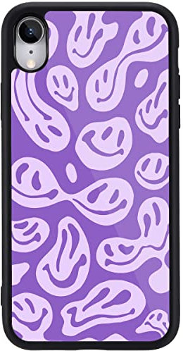 MAYCARI Slim Protective Phone Case for iPhone XR, Aesthetic Happy Smile Face Hippie-G Print Design, Soft TPU Hard Back Shockproof Anti-Scratch Protective Cover Case for iPhone XR