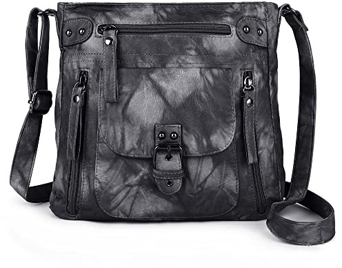 Angel Kiss Crossbody-Taschen, Schultertaschen und Handtaschen für Frauen, mehrere Taschen, täglich, weich, Hobo-Geldbörsen, mittlere Größe, schwarz grau