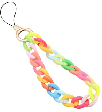 Universale Bunte Acrylkette Handykette Handgelenkschlaufe Kette Handy Lanyard Handy Anhänger Telefonkette Schlüsselanhänger Handygürtel Handyschmuck Hängende Kette Handschlaufe Taschenanhänger