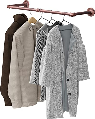 LINKPIPES Industrielle Rohr Kleidung Rack Wand befestigte Kleidung Rack Heavy Duty Platz sparende Kleidungsstange Bar Rack Abnehmbare Mehrzweck hängende Stange, 36 inch (Rote Bronze)