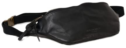 HOLZRICHTER Berlin - Große Bauchtasche aus Leder für Damen und Herren, 12 x 30 x 7,5 cm, Vintage Gürteltasche, Handgefertigte Hüfttasche, Premium Accessoire in Schwarz, No 1-2