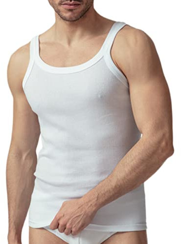 Canottiera Uomo Costine (3 Pezzi) Intima 100% Cotone Spalla Stretta Antisudore Estiva (M, 3 Bianche)