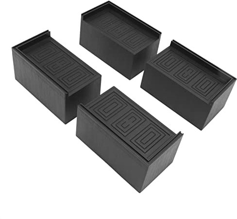 keshow 4 Pièces Pieds de Rehausseur de Meubles Tapis de Jambe Rectangulaire canapé Rectangulaire rehaussé en Caoutchouc Pied de Lit Armoire Coussinets de Pied Pieds de Table Noir élargi 3 Pouces pour