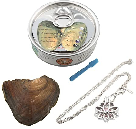 kiss me Wish Cultured Pearl Necklace, Love Wish Kit, Necklace Cage Locket in Oyster Set, 16.9, Surprise Gift For Wife, Girlfriend, Mother