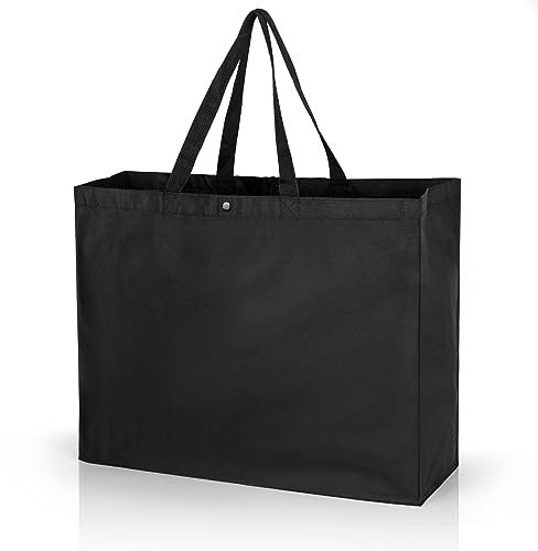 Lily queen Wiederverwendbare Einkaufstaschen schwarz große faltbare Einkaufstasche mit Tasche, Schwarz, 1 Stück, L 码(大码)