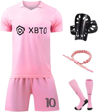 Sternstunde Trikot Sets Kinder, Hause/Auswärts Fußballtrikot für Kinder, Jungen Fussball Jersey, Football Trikots, Sportshirt Junge Football Training Tshirts Shorts und Socken Anzug (22, Rosa)