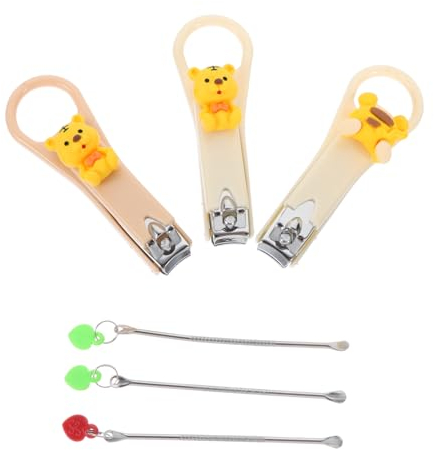 FRCOLOR 1 Jeu Coupe-ongles Avec Cure-oreilles Trousse De Manucure Coupe-cuticules Ciseaux à Ongles Cueilleurs D'oreilles Cuillère à Cire D'oreille Étudiant Portable Suite Acier Inoxydable