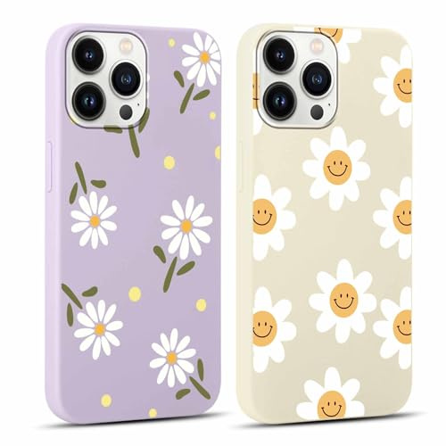 Yoedge 2 × Cover per iPhone 13 Pro Max 6,7 - Custodia Fiori Fiore Viola per Telefono in Trasparente con Aesthetic Motivi Design, Custodie per Cellulare in Silicone TPU per iPhone 13 Pro Max Case