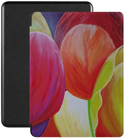 Lunso - Compatible avec Kobo Glo/Glo HD/Touch 2.0 Case (6) - Housse de couchage en cuir Saffiano Vegan - Tulipes