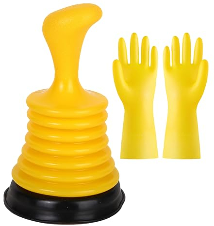 1 ventosa per pompa igienica, 1 paio di guanti di gomma taglia L, pulitore tubi, strumento di aspirazione e intasamento, ventosa per pompa di scarico, adatto per servizi igienici, cucine e bagni