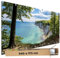TRIOSK Sichtschutz Garten Dekoration Plane groß mit Ostsee Motiv Kreidefelsen Rügen Motivbanner Blickdicht für Terrasse Zaun Gartenzaun Gartenposter PVC Zaunblende 340x173 cm