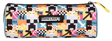 TOYBAGS Unisex Kinder Minecraft Pixel, rundes Federmäppchen, 8 x 22 x 8 cm Schulrucksack, Schwarz