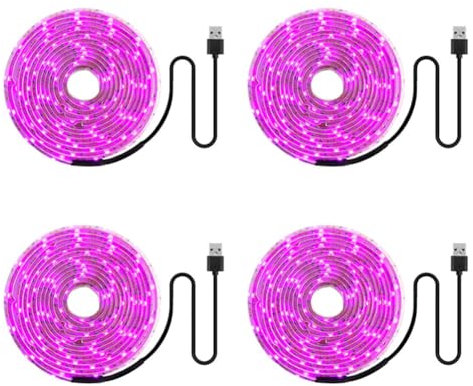 Spactz 4X LED la Luz de Crecimiento Tira de Luz de Crecimiento USB de Espectro Completo de 5 V 2835 Fitolamparas LED para Plantas de Cultivo Hidropónico de Invernadero 100cm