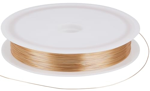 Beebeecraft 1 Rolle 80 m Umweltfreundlicher Kupferdraht 18 Karat Vergoldetes Messing Runder Kupferdraht Schmuckdraht Zur Schmuckherstellung (28 Gauge)