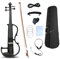 WUQIMUSC Violín eléctrico 4/4 de tamaño completo, silencioso, cuerpo de madera maciza, accesorios de ébano con funda, arco, auriculares, cable, cuerdas para estudiantes, principiantes y adultos