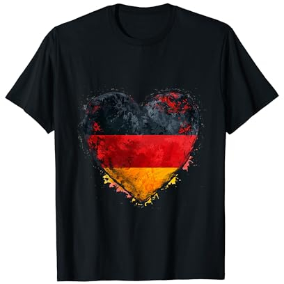 Deutschland T-Shirt Herz mit der Deutschen Flagge Germany T-Shirt
