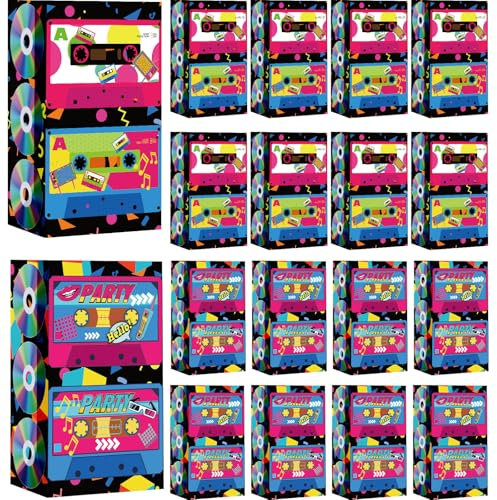 Zonon 60 Pieces 90s Party Favor Retro Radio Goody Bags Hip Hop Theme Gift Bags for 1990s Birthday Disco Party Treat Candy Supplies