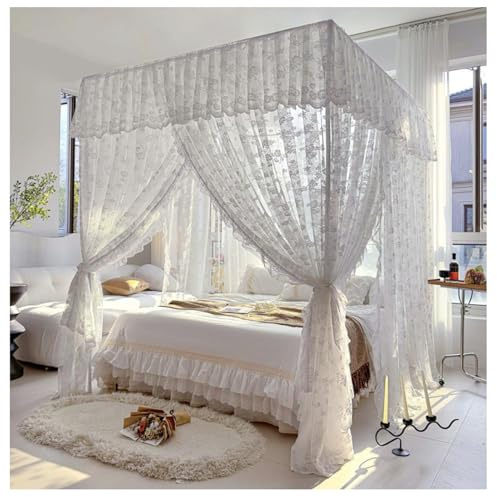 4 Ecken Post Princess Baldachin Bett Vorhänge Moskitonetz Bett Vorhänge | Spielzelte Raumdekoration for Indoor Outdoor(White,150x200cm)