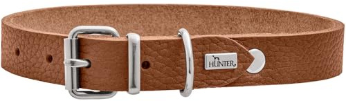 HUNTER Hundehalsband Grenada aus Leder, Farbe: Cognac, handgefertigt in Deutschland, für Training und Alltag, robust, komfortabel, Schlichtes, Elegantes Design, Größe: 52, Umfang: 39-48 cm