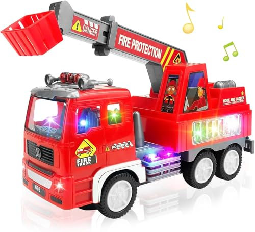 Bump Go Firetrucks with Stunning 4D Lights & Sounds & Extending Ladder for Kids Age 3+