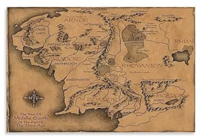 Mittelerd-Karte vom Herr der Ringe Poster (22) Kunstwerke Kunstdruck Poster Wandkunst Gemälde Leinwand Dekor Home Poster 40 x 60 cm