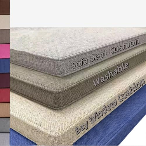 VisLarsc Maßgeschneidertes Kissen für Gartenbank für Innenbereich, Erkerfenster, rutschfeste Unterseite, hochdicht, Büro-Sitzkissen für Essbank, Schaukelstuhl, Blau, 75 x 45 x 3 cm