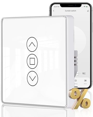 MOES Interruptor de Persianas Inteligente WiFi 2.5D, Control de Persianas con Ajuste de Porcentajes, Temporizador y Control por Voz, Compatible con Alexa y Google Home, Requiere Cable Neutro