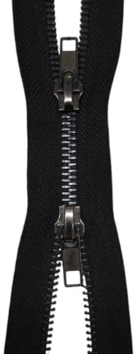 AMANTE NSF Cerniera Lampo Doppio Cursore Catena in Metallo (Canna da Fucile), Tessuto Nero (Nero, 55 cm)