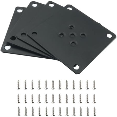 YHXiXi 4 Piece Set Furniture Legs Sofa Flat Metal Mounting Plate for Mid-Century Sofa Legs Black with Screws Square Furniture Hardware Flat Bracket Base for Cabinet Chair Seat Repair Replacement