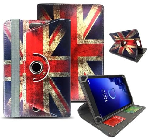 9 Inch Tablet Case Universal Fit, Premium PU Leather Flip Stand Cover Compatible With Most 9 Tablets - Rusty Old UK Flag 360