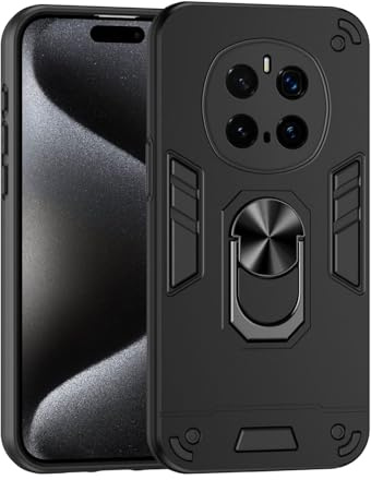 BORYA Case for Honor Magic7 Pro (Magic 7 Pro), Shockproof Soft Premium Silicone Ultra Thin TPU + PC Military Grade Anti-Drop Armor Cover, with Metal Ring Magnetic Kickstand. Black