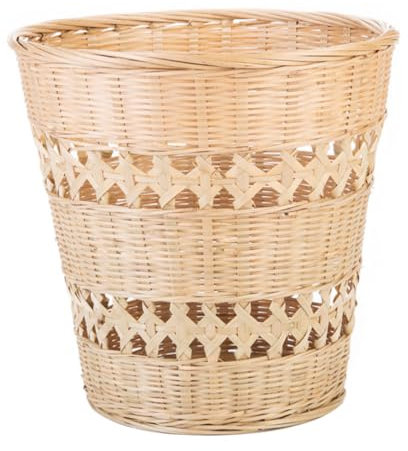 MUSISALY Holz-mülleimer Handgewebter Müllkorb Natürlich Gewebter Mülleimer Papierkorb Rattan-aufbewahrungskorb