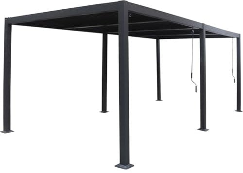 Hábitat y Jardín Pergola bioclimática Windsor de aluminio, 3 x 6 m, color gris