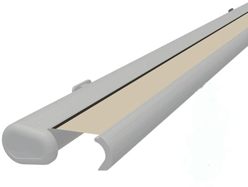Eclipse Vollkassettenmarkise elektrisch 4,0x3,0 m weißes Gehäuse Markise Balkon Terrassenüberdachung Gelenkarm Polyacryltuch UV-Schutz 50+ Smarthome-fähiger Dooya Motor, Markisentuch: Kieselfarben