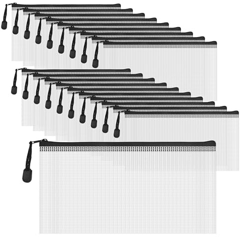 COWORK-UP 20 Stück Kleine Tasche mit Reissverschluss, 240x120 mm Stifteetui Reißverschlusstasche Dokumententasche Kunststoff Zip Beutel für Quittung, Arzneimittel, Schreibwaren und Allerlei Kleinkram